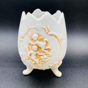 3 Footed Egg Lefton Japan #723 Angels Cherub Porcelain Vintage